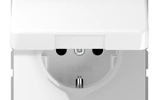 JUNG CD1521BFKLWW SCHUKO-Steckdose CD Thermoplast, Schraubklemmen, Klappdeckel | alpinweiß