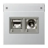 JUNG MMDAL4521 Smart-TV-Anschlussdose Serie LS 2-fach, Schriftfeld | aluminium