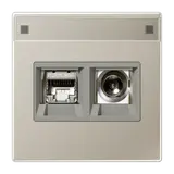 JUNG MMDES4521 Smart-TV-Anschlussdose Serie LS 2-fach, Schriftfeld | edelstahl