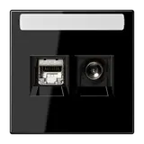 JUNG MMDLS4521SW Smart-TV-Anschlussdose Serie LS 2-fach, Schriftfeld | schwarz