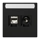 JUNG MMDLS4521SWM Smart-TV-Anschlussdose Serie LS 2-fach, Schriftfeld | graphitschwarz matt