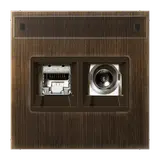 JUNG MMDME4521AT Smart-TV-Anschlussdose Serie LS 2-fach, Schriftfeld | messing antik