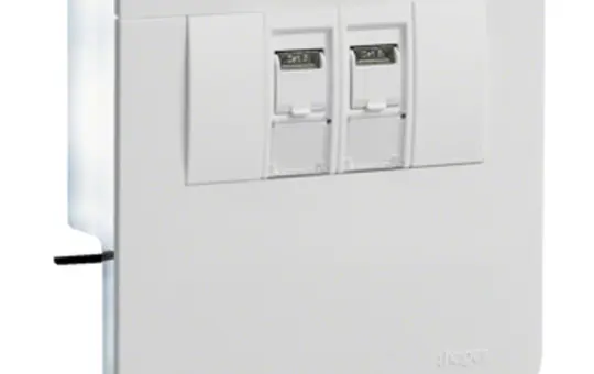 HAGER SL200809079016 Geräteträger für Sockelleistenkanal Datenanschluss Cat.6A 2-fach | verkehrsweiß | 20x80 mm