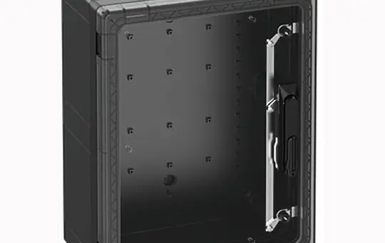 SPELSBERG GEOS-S 4050-22-to/SH/sw Schaltschrank mit transparenter Tür, mit Schwenkhebel | schwarz | 400x500x22