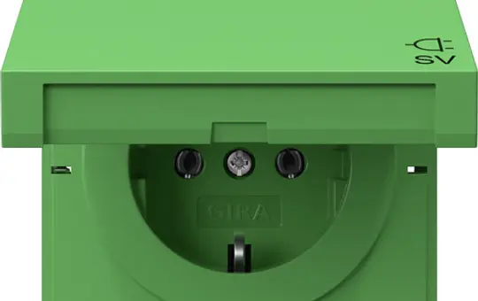 GIRA 4454707 EDV SCHUKO-Steckdose System Fläche Klappdeckel | grün