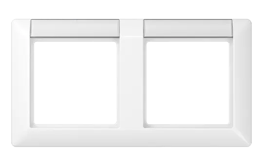 JUNG SPAS5820NAWW Abdeckrahmen AS 500 2-fach, antimikrobiell, Schriftfeld, waagerecht | alpinweiß