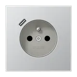 JUNG AL1520F-18C internationale Steckdose LS FR/BE, USB-C | aluminium