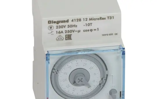 LEGRAND 412812 MicroRex Tageszeitschaltuhr analog, ohne Gangreserve, 3 TE