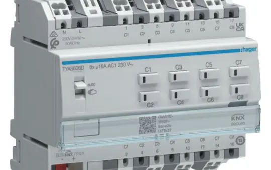 HAGER TYAS608D KNX Secure-Schalt-/Jalousieaktor 8/4-fach, 16 A, C-Last