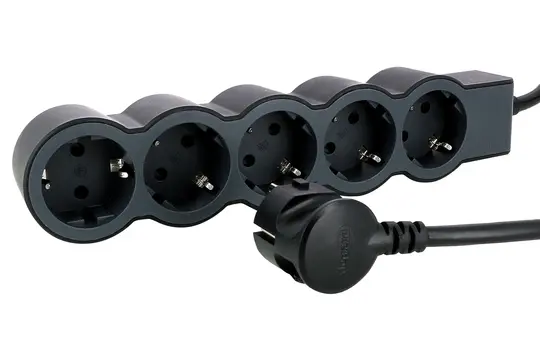 LEGRAND 694564 Steckdosenleiste 5 Steckdosen, flach | schwarz | 3 m