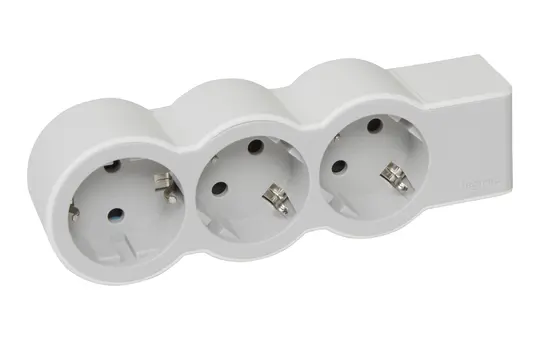LEGRAND 694573 Steckdosenleiste ohne Kabel 3 Steckdosen, flach | ultraweiß/grau