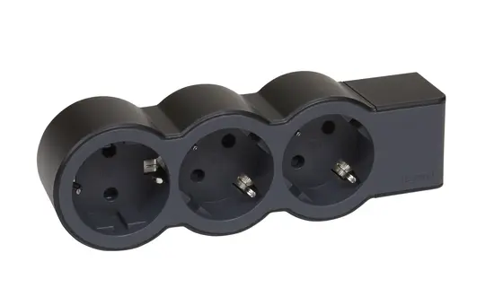 LEGRAND 694574 Steckdosenleiste ohne Kabel 3 Steckdosen, flach | schwarz