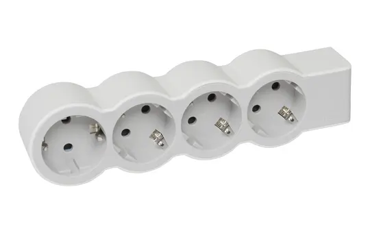 LEGRAND 694575 Steckdosenleiste ohne Kabel 4 Steckdosen, flach | ultraweiß/grau