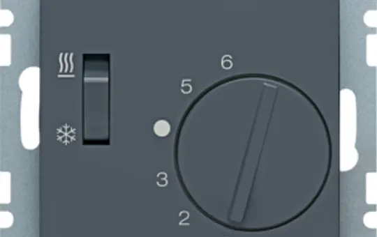 BERKER 20291606 Raumtemperaturregler S.1/B.3/B.7 Wechsler mit Schalter, 230 V | anthrazit matt