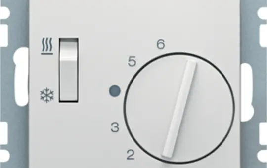 BERKER 20298989 Raumtemperaturregler S.1/B.3/B.7 Wechsler mit Schalter, 230 V | polarweiß glänzend