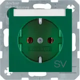 BERKER 47508913 EDV-Steckdose S.1/B.3/B.7 SV, Schriftfeld | grün glänzend