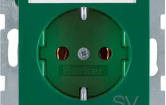 BERKER 47508913 EDV-Steckdose S.1/B.3/B.7 SV, Schriftfeld | grün glänzend