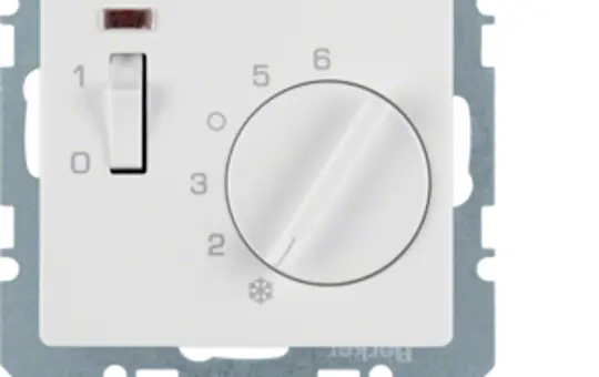 BERKER 20316089 Raumtemperaturregler Q.1/Q.3 Öffner, 24 V, Ausschalter, Kontrolllicht | polarweiß samt