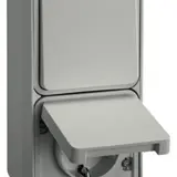 BERKER 47803522 Aufputzkombination W.1 2-fach, senkrecht, Wechsel, Klappdeckel | polarweiß matt