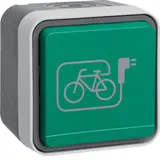 BERKER 47403533 SCHUKO-Aufputzsteckdose W.1 1-fach, grüner Klappdeckel, E-Bike | grau/lichtgrau matt