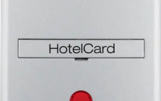 BERKER 16401404 Hotelcard-Schaltaufsatz S.1/B.3/B.7 mit Aufdruck, rote Linse | aluminium matt