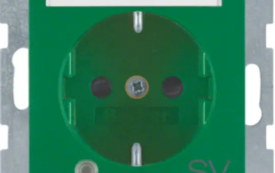 BERKER 41101913 EDV-Steckdose S.1/B.3/B.7 SV, Schriftfeld, Berührungsschutz, Kontrolllicht | grün matt