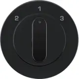 BERKER 1084204500 Abdeckung mit Drehschalter R.1/R.3 3-Stufen | schwarz glänzend