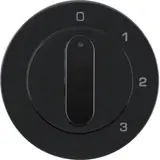 BERKER 1096204500 Abdeckung mit Drehschalter R.1/R.3 3-Stufen, mit Nullstellung | schwarz glänzend