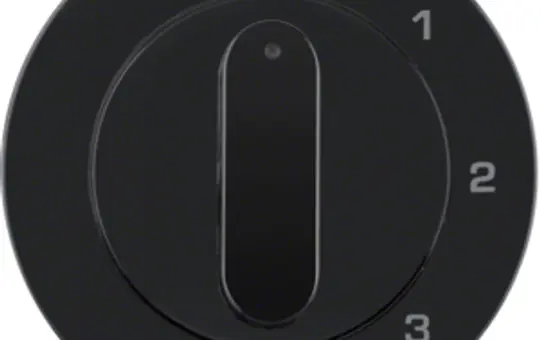 BERKER 1096204500 Abdeckung mit Drehschalter R.1/R.3 3-Stufen, mit Nullstellung | schwarz glänzend