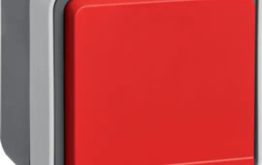 BERKER 6745643501 Aufputzsteckdose W.1 1-fach, roter Klappdeckel | grau/lichtgrau matt