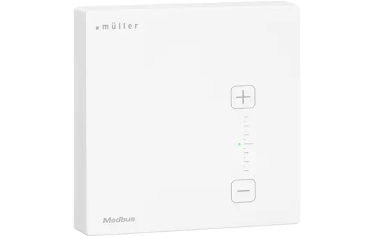 MÜLLER GS 31.40 mod Raumtemperatursensor Modbus Hygrostat  manueller Temperaturverstellung | studioweiß | 80x80 mm
