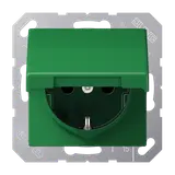JUNG AS1521BFKLGN EDV-Steckdose AS 1-fach, Klappdeckel | grün
