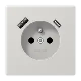 JUNG LS1520F-15CALG internationale Steckdose LS FR/BE, USB-A/C, 16 A | lichtgrau