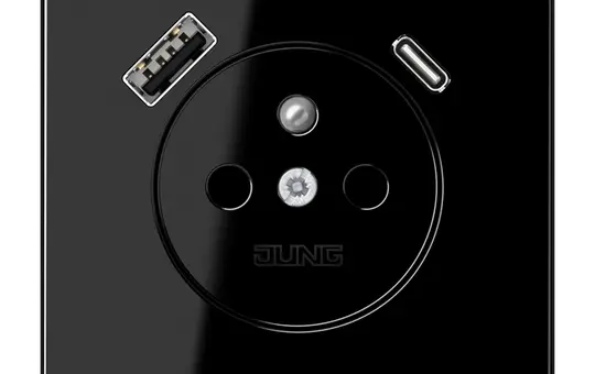 JUNG LS1520F-15CASW internationale Steckdose LS FR/BE, USB-A/C, 16 A | schwarz