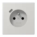 JUNG LS1520F-18CLG internationale Steckdose LS FR/BE, USB-C, 16 A | lichtgrau
