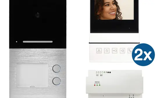 HHG Villa AP Set 2 B AP-Außenstation-Set 2 Familien, mit Monitor Basic