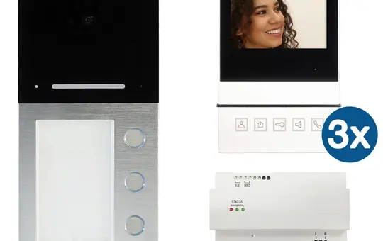 HHG Villa AP Set 3 B AP-Außenstation-Set 3 Familien, mit Monitor Basic