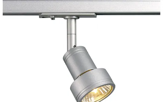 SLV 143392 Spot für HV-Stromschiene 1~ PURI TRACK QPAR51, max. 50 W, inkl. 1Phasen-Adapter | silbergrau