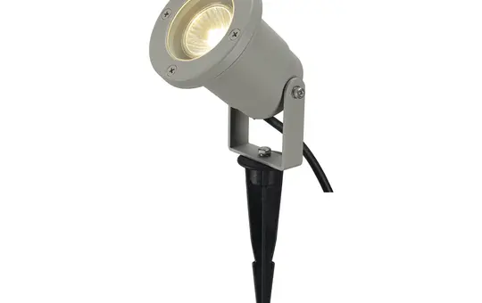 SLV 227418 Outdoor Spießleuchte NAUTILUS 10 QPAR51, IP65, max. 35 W, 1,5 m Kabel mit Stecker | silbergrau