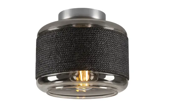 SLV 1007593 Wand- und Deckenaufbauleuchte PANTILO ROPE zylindrisch, 1x max. 15 W, E27 | silber | ⌀ 18,5 cm