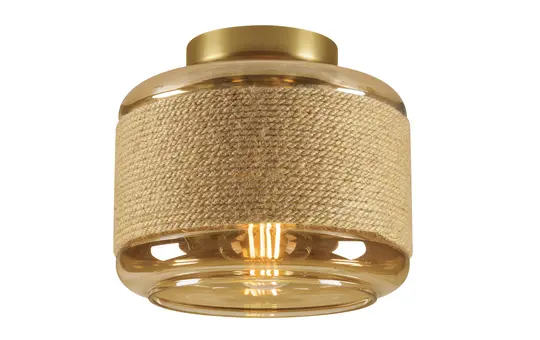 SLV 1007592 Wand- und Deckenaufbauleuchte PANTILO ROPE zylindrisch, 1x max. 15 W, E27 | gold | ⌀ 18,5 cm