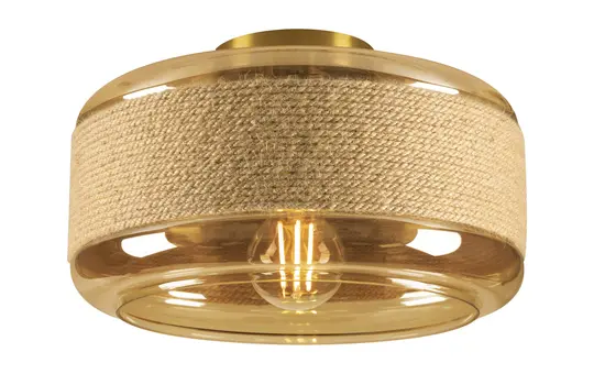 SLV 1007591 Wand- und Deckenaufbauleuchte PANTILO ROPE zylindrisch, 1x max. 15 W, E27 | gold | ⌀ 27 cm