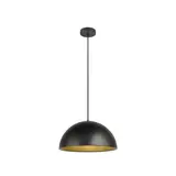 SLV 1008536 Pendelleuchte FORCHINI E27, 1x max. 40 W, GFK, Pendellänge 150 cm | schwarz matt/gold matt | ⌀ 40 cm