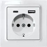 ELTAKO 30055901 Schutzkontakt-Steckdose mit USB-A und USB-C | polarweiß glänzend