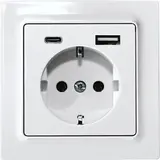 ELTAKO 30055902 Schutzkontakt-Steckdose im E-Design55 mit USB-A und USB-C | polarweiß matt