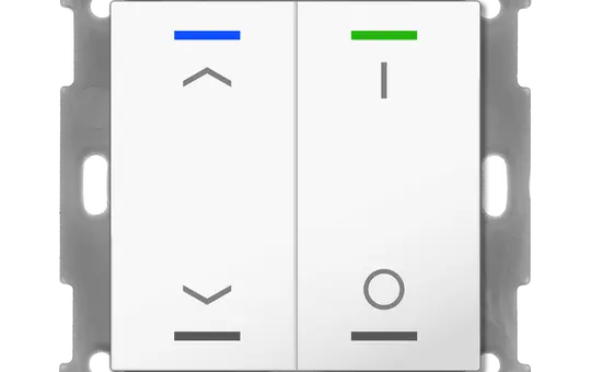 MDT RF-TAL55T202.C1S KNX-RF+ Taster Light 55 Secure m. Temp. 2-fach, Pfeile, IO | reinweiß glänzend