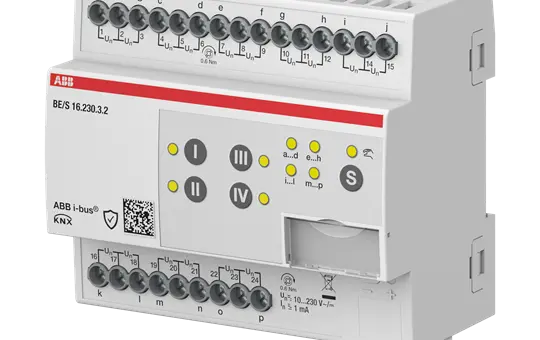 ABB BE/S16.230.3.2 KNX-Binäreingang potenzialfrei 16-fach, 10-230 V, manuell, REG