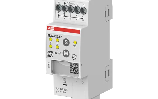 ABB BE/S4.20.3.2 KNX-Binäreingang potenzialfrei 4-fach, Kontaktabfrage, manuell, REG