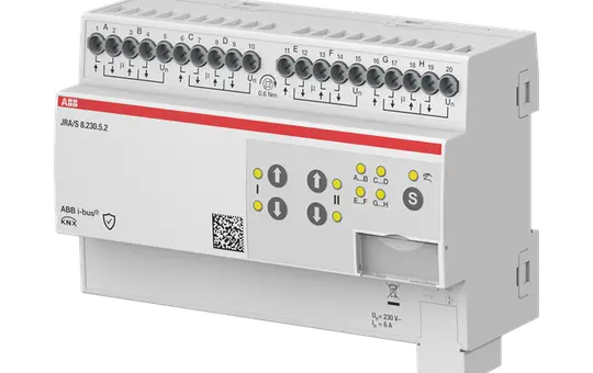 ABB JRA/S8.230.5.2 KNX-Jalousieaktor 230 V 8-fach, manuelle Bedienung, Fahrtzeitmessung