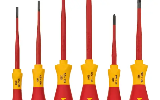 WIHA 38362 Schraubendreher Set SoftFinish® electric slimFix 6-teilig, Schlitz, Phillips, PlusMinus/Pozidriv